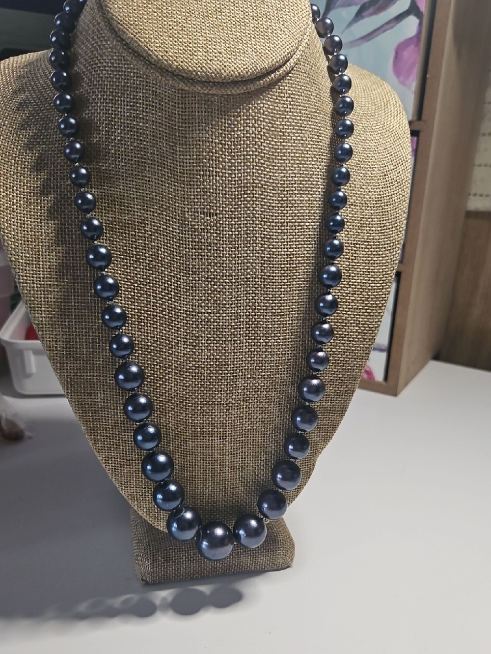 Source Unknown Navy Blue Pearl Necklace